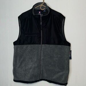 New W/T Chaps  Men's Full-Zip Fleece Vest Gray Black Yoke XXL Outdoor Casual.
